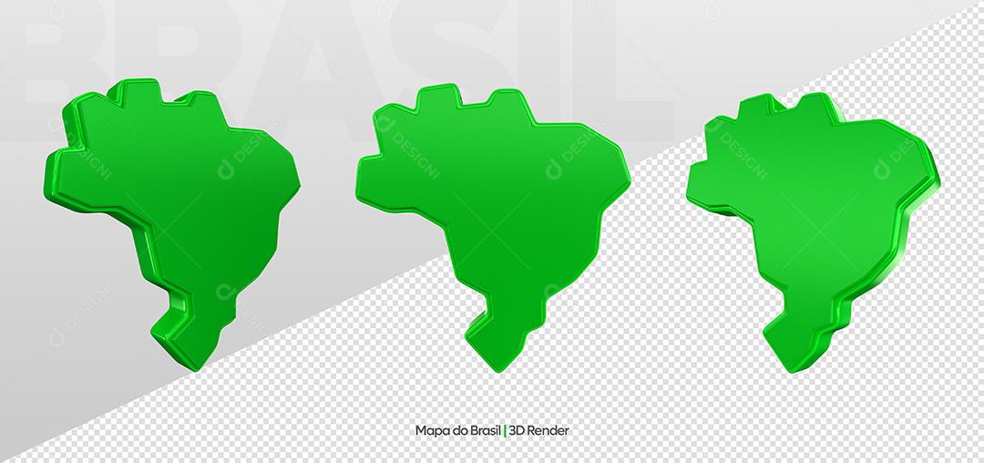 Mapa do Brasil Verde Elemento para Composição PSD