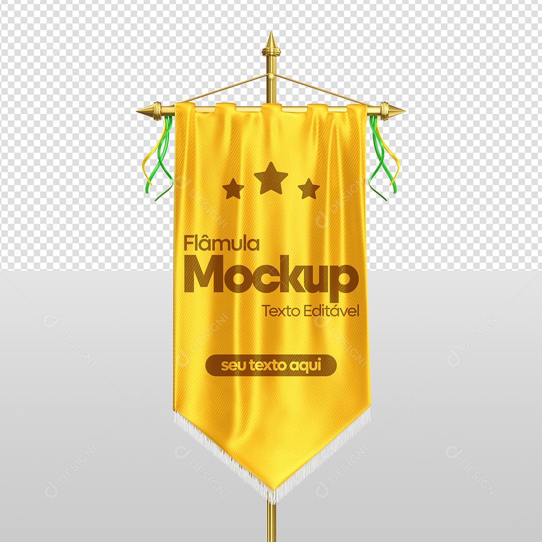 Mockup Bandeira Amarela Elemento 3D para Composição PSD