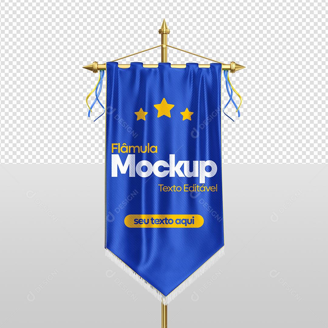Mockup Bandeira Azul Elemento 3D para Composição PSD