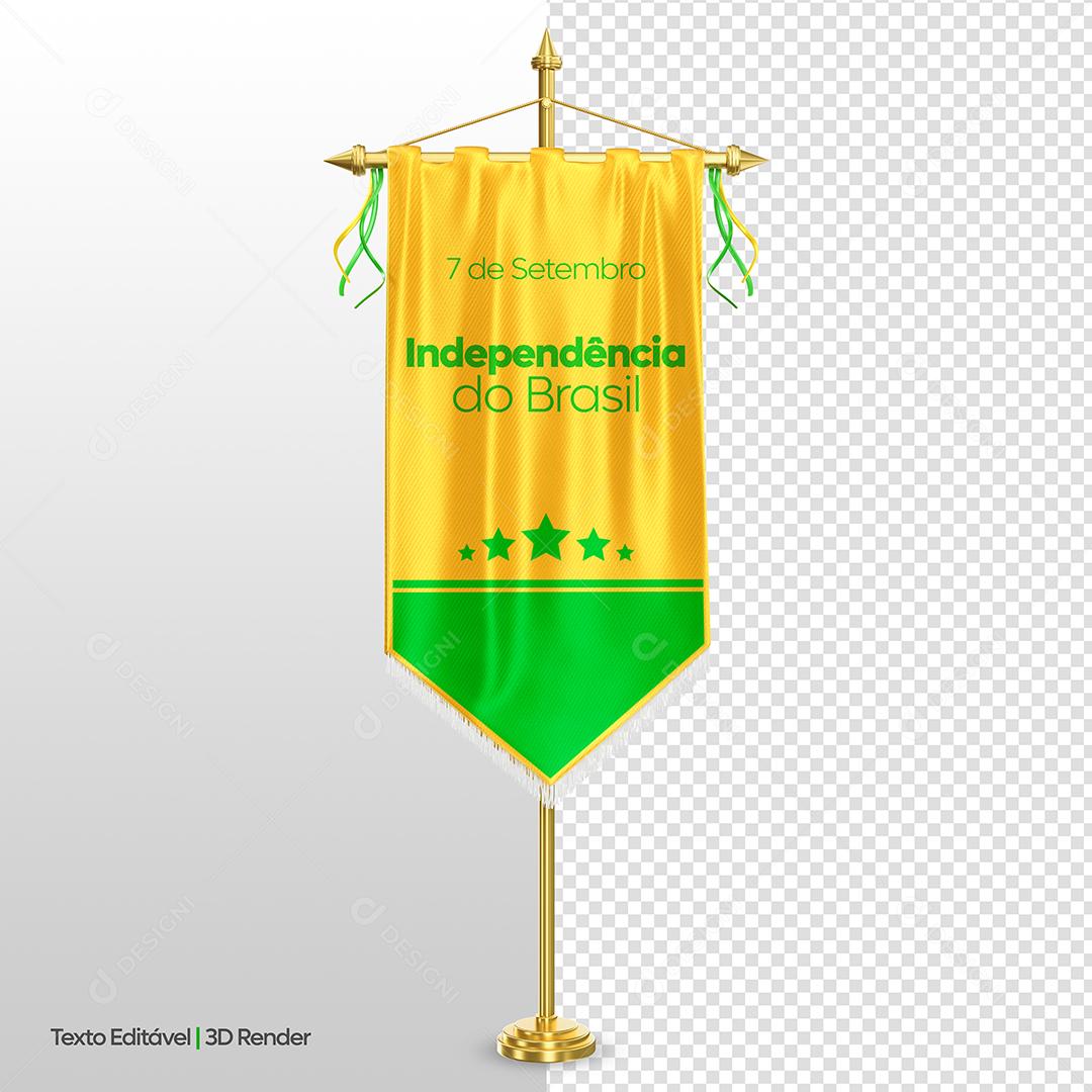 Mockup Bandeira da Independência do Bandeira Amarela Elemento 3D para Composição PSD
