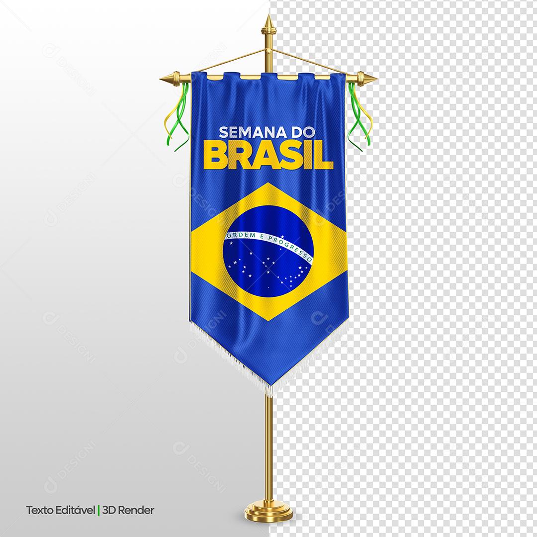 Mockup Semana Bandeira do Brasil Bandeira Azul Elemento 3D para Composição PSD