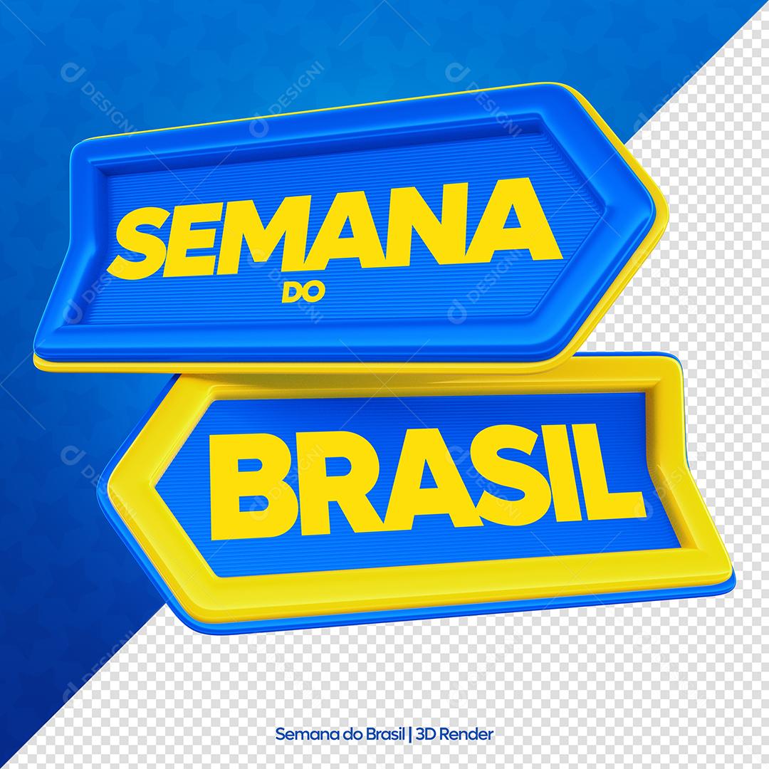 Semana do Brasil Selo 3D para Composição PSD