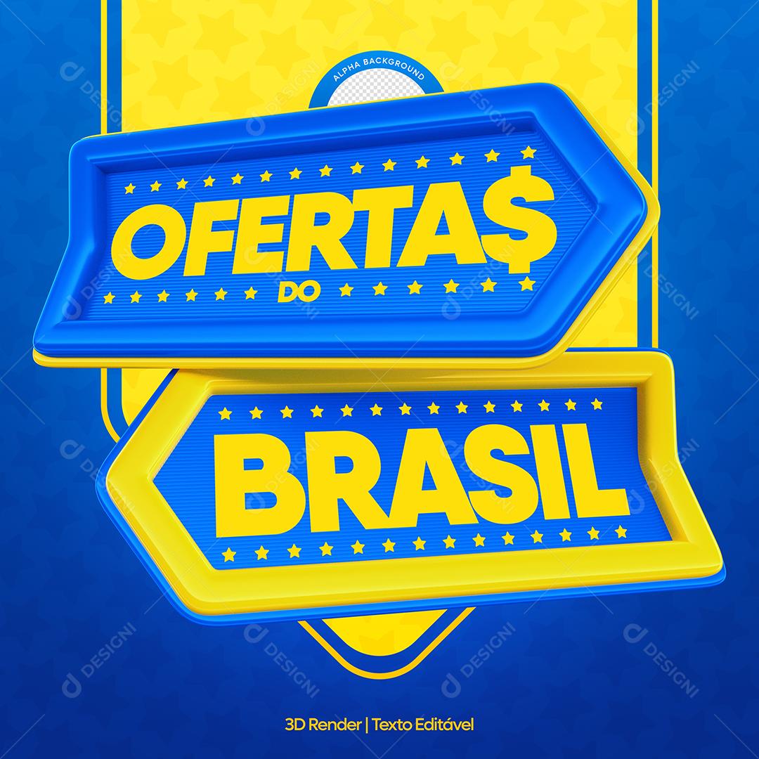 Ofertas do Brasil Selo 3D Azul para Composição PSD