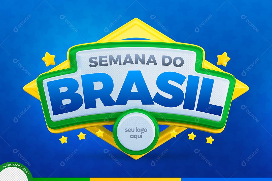 Selo 3D Semana do Brasil para Composição PSD