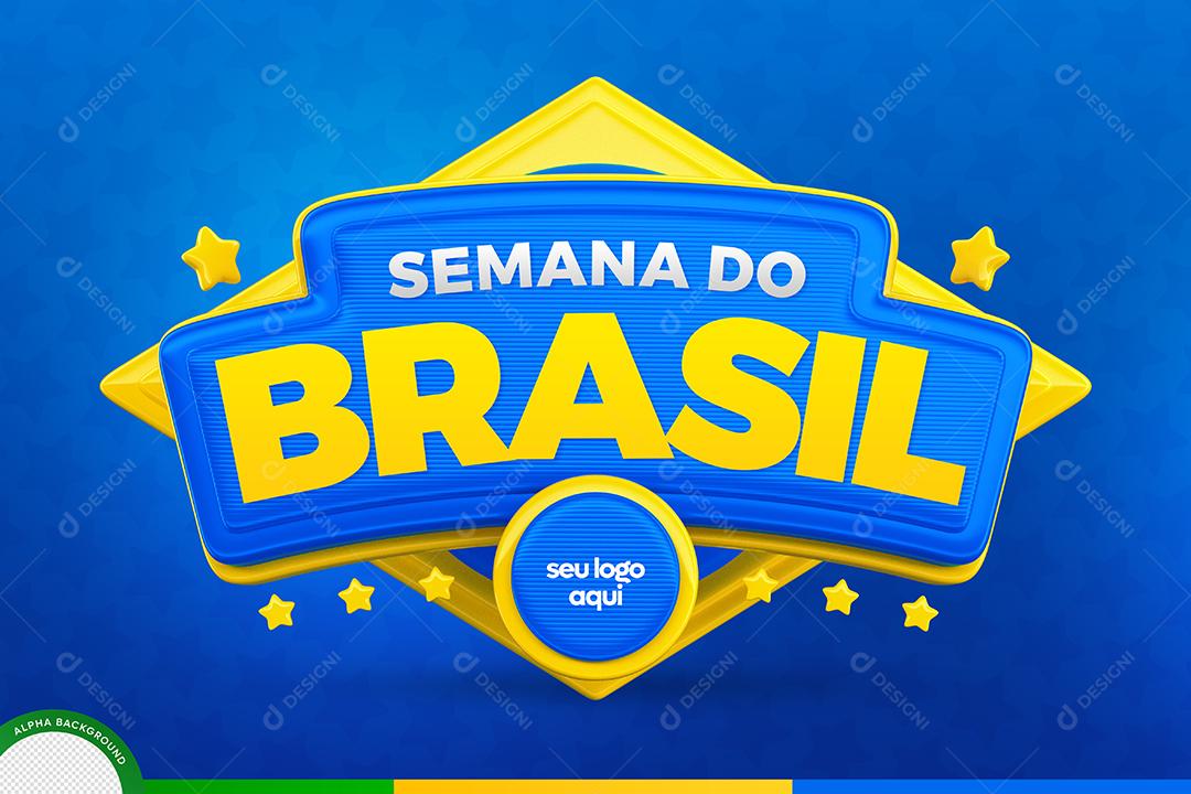 Semana do Brasil Selo 3D para Composição PSD