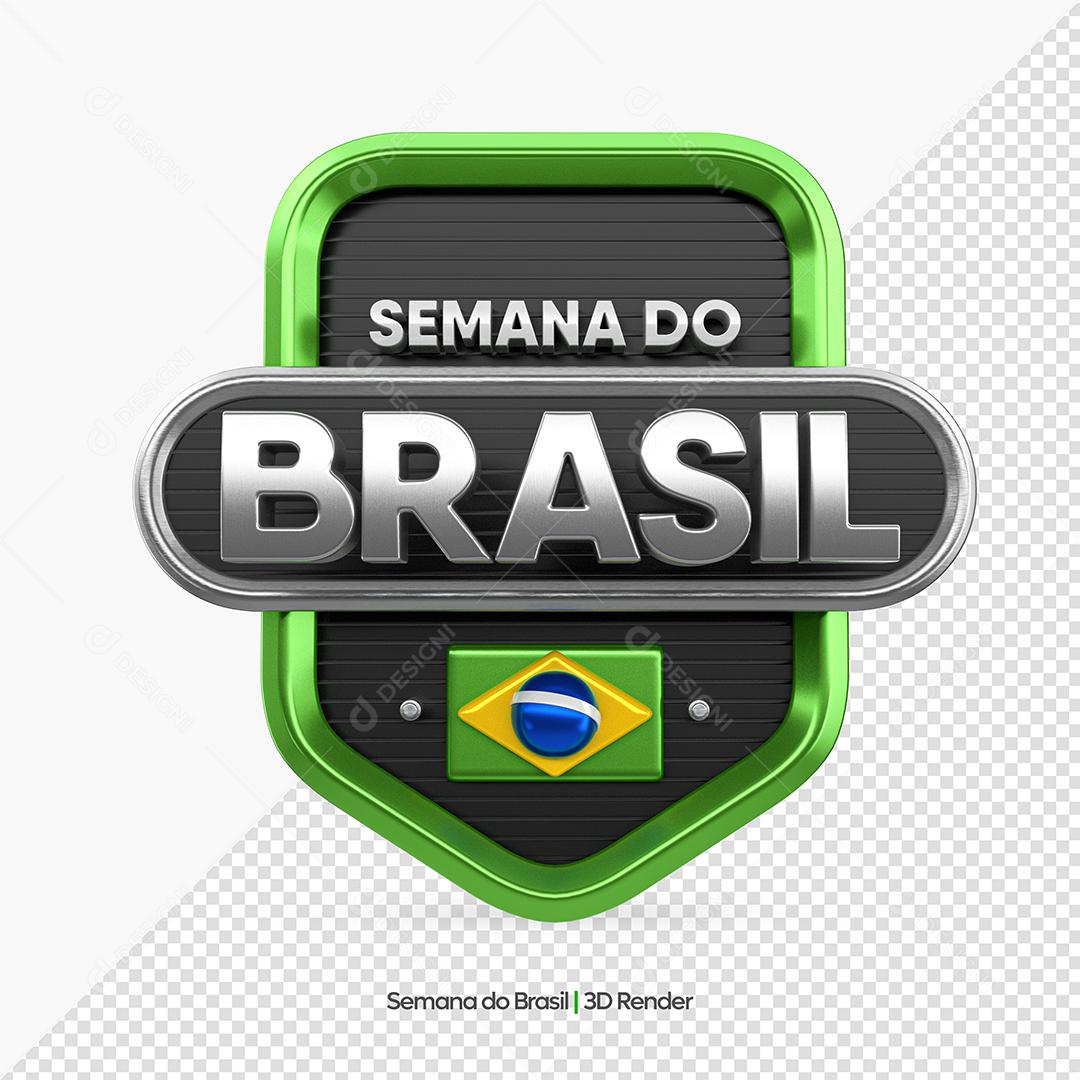 Semana do Brasil Selo 3d Preto e Verde para Composição PSD