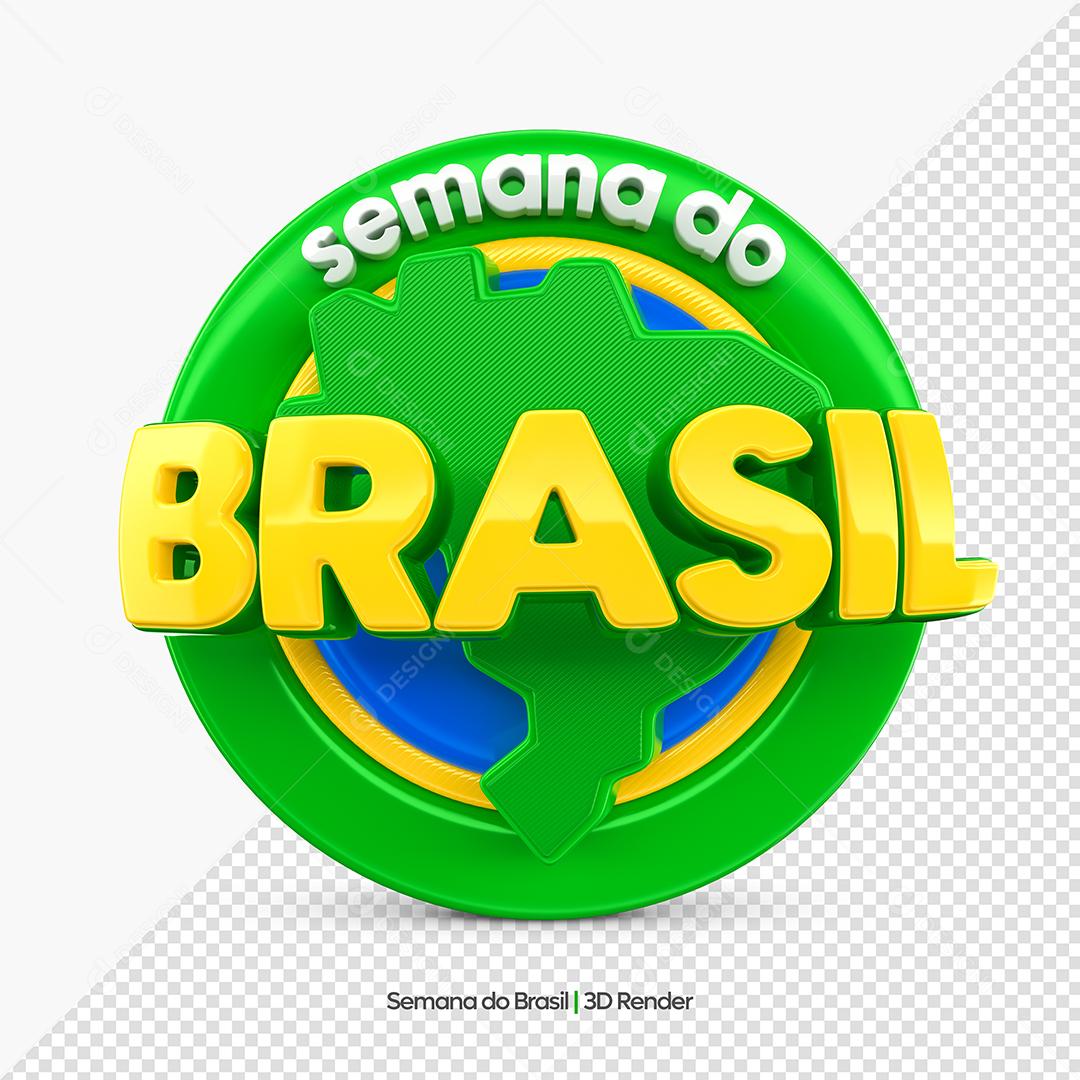 Semana do Brasil Selo 3D Verde e Amarelo PSD