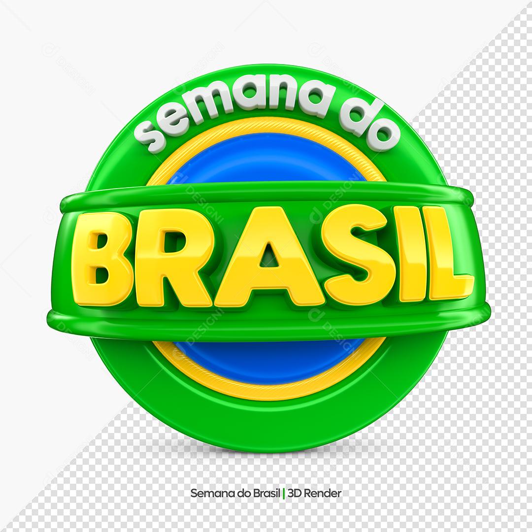 Brazil Week Green and Yellow 3D Stamp for Composition PSD