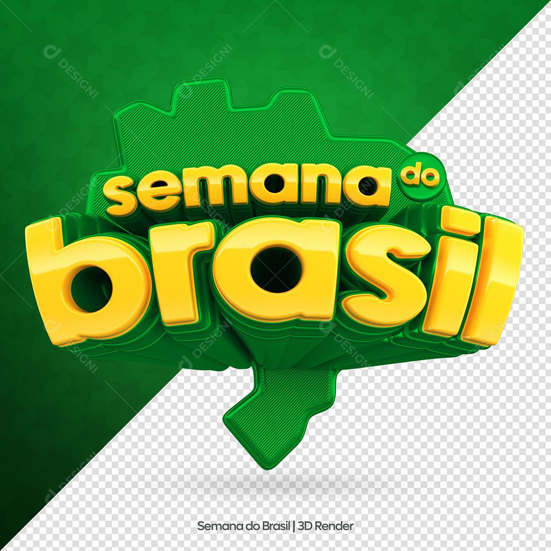 Semana do Brasil Selo 3D Verde e Amarelo para Composição PSD