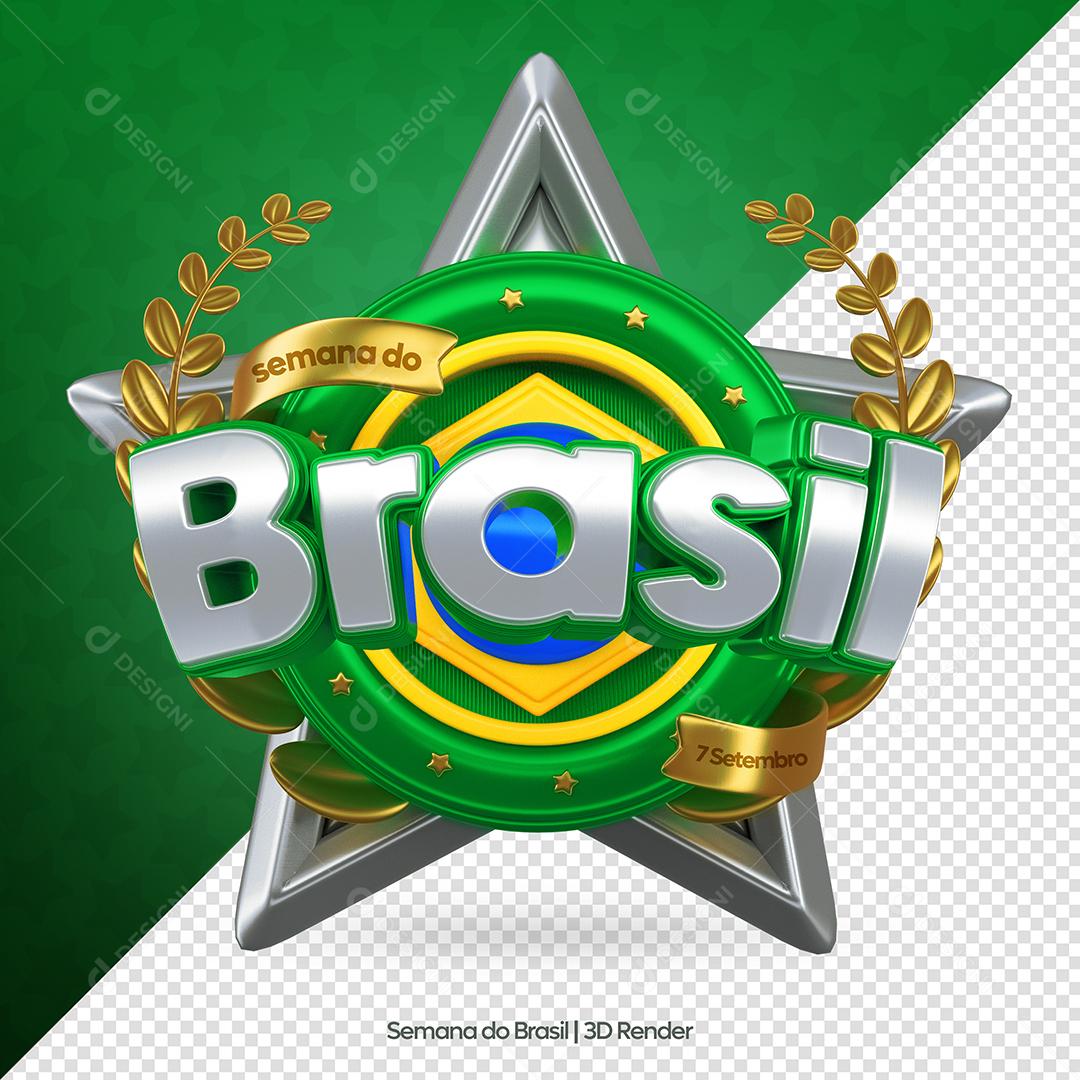 Semana do Brasil Selo 3D para Composição PSD