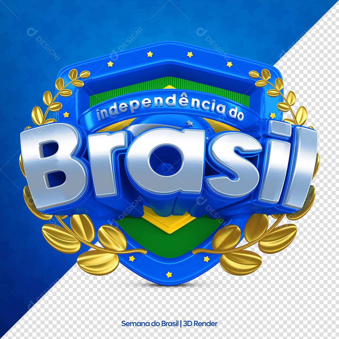 Independência do Brasil 7 de Setembro Selo 3D Azul PSD