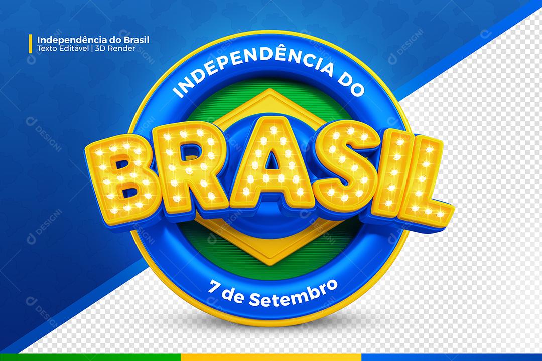 Independência do Brasil 7 de Setembro Selo 3D PSD