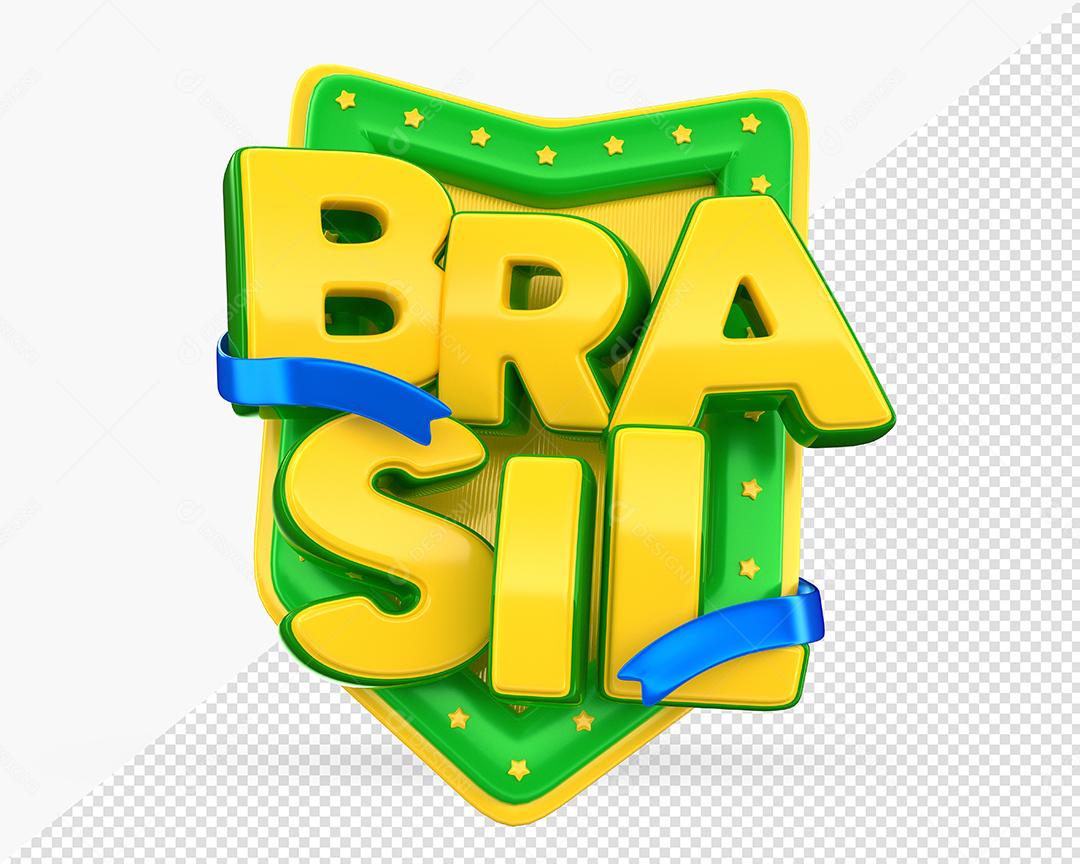 Brasil Selo 3D Verde e amarelo PSD