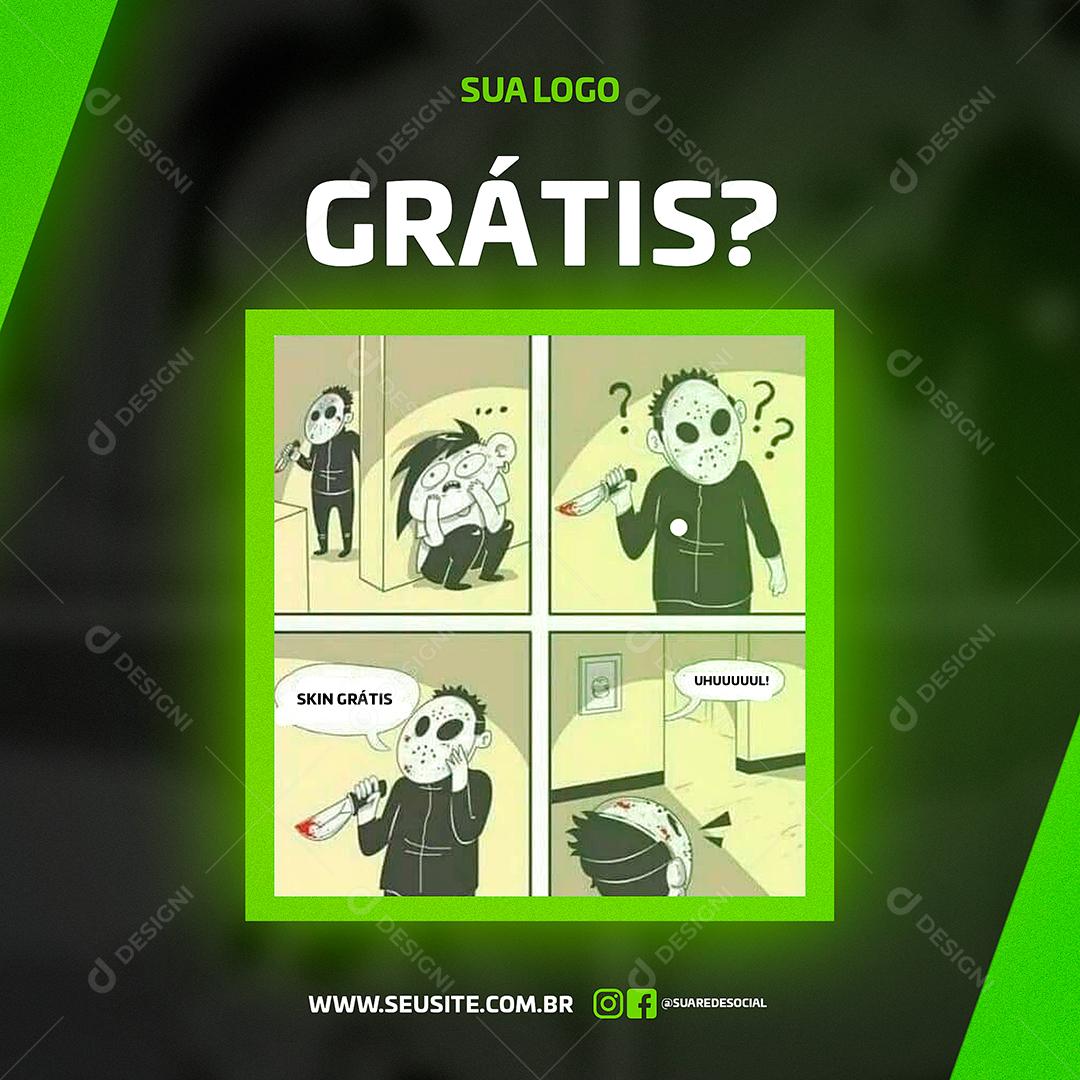 Social Media Gamer Meme Skin Grátis PSD Editável