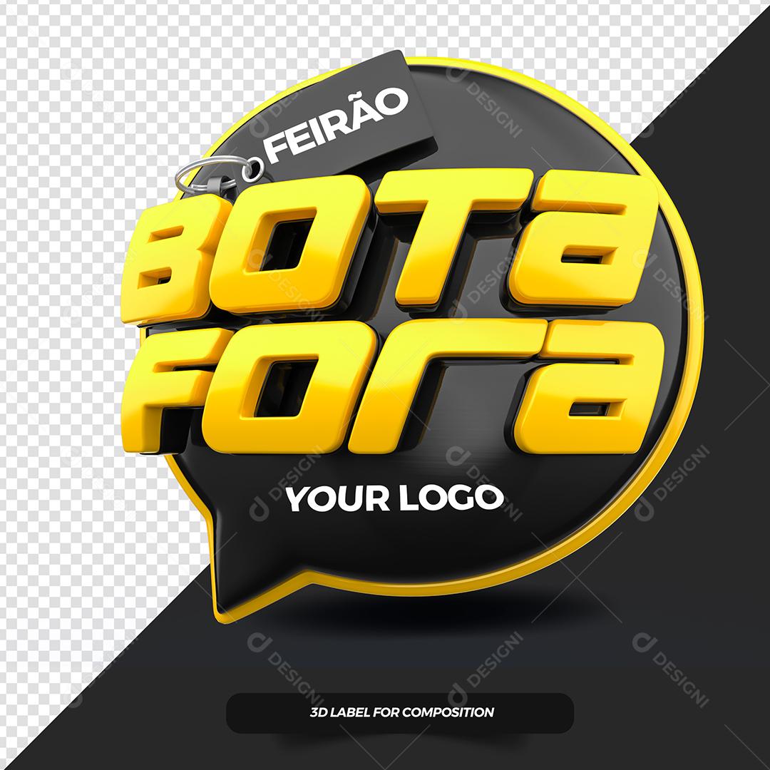 Feirão Bota fora Selo 3D Preto e amarelo para composição PSD
