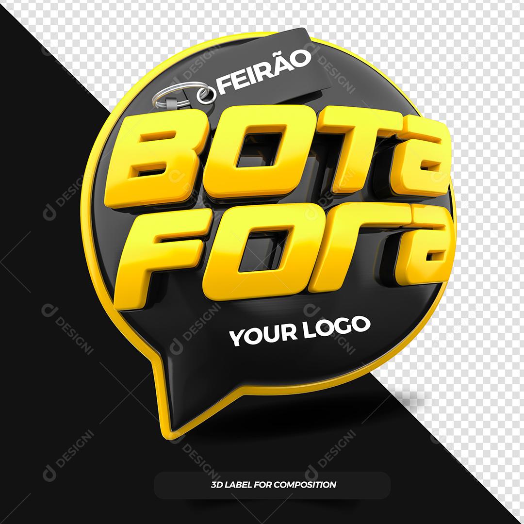 Selo 3D Feirão Bota fora Preto e amarelo para composição PSD