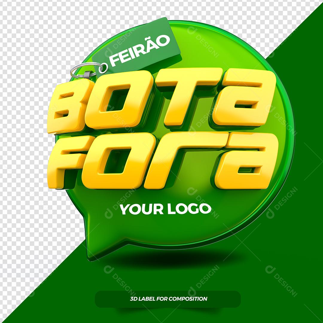 Feirão Bota fora Selo 3D Verde e amarelo para composição PSD