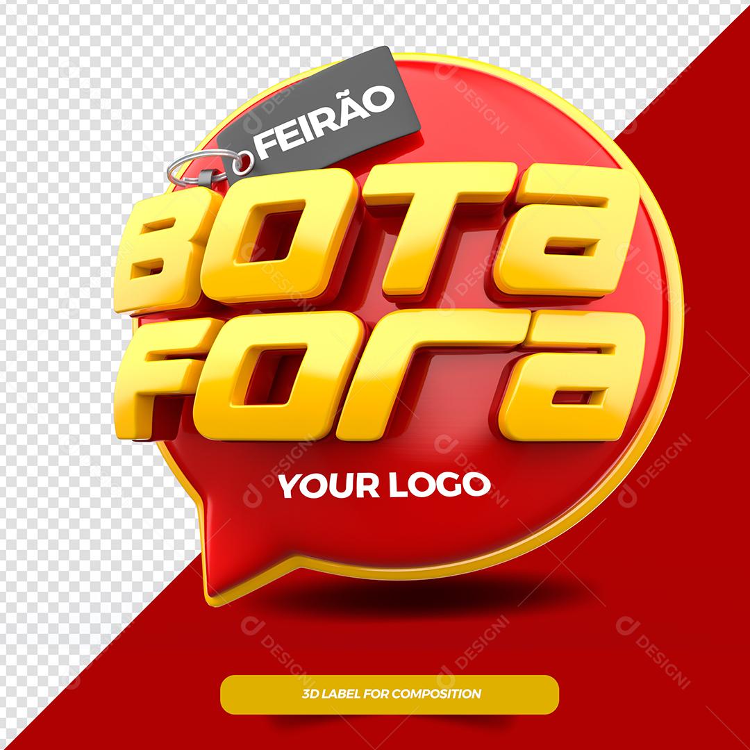 Selo 3D Feirão Bota fora vermelho e amarelo para composição PSD