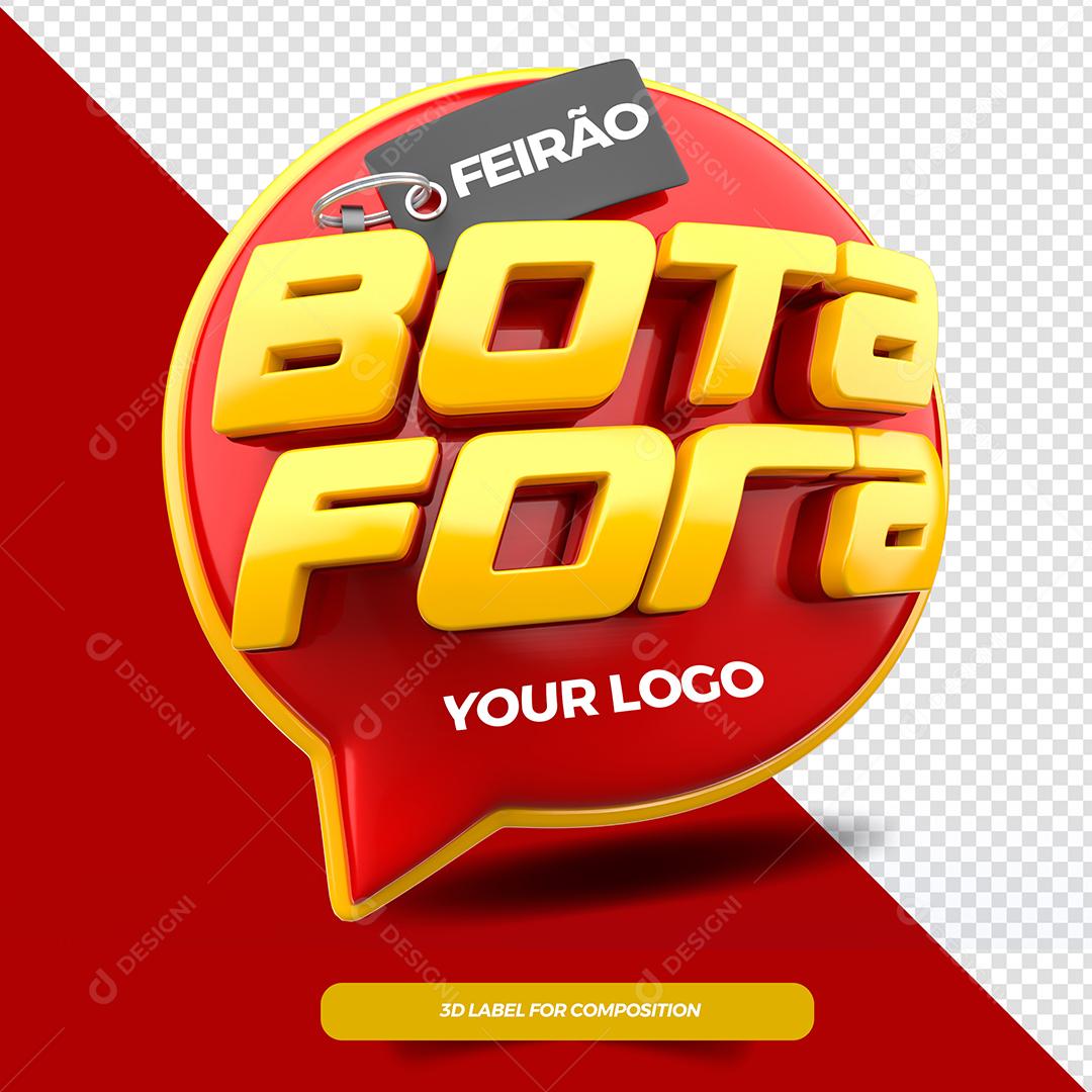 Feirão Bota fora Selo 3D vermelho e amarelo para composição PSD
