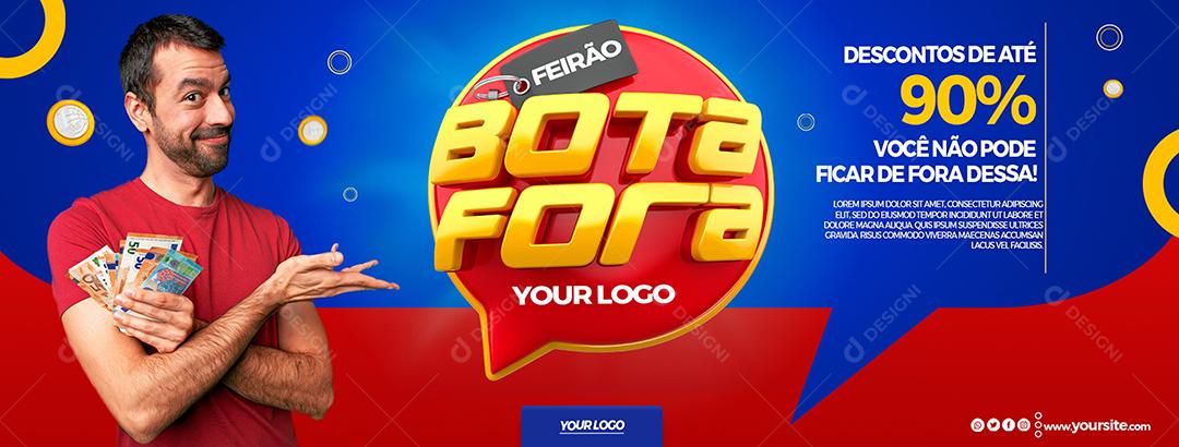Banner Feirão Bota fora descontos de até 90% Construção Social Media PSD Editável