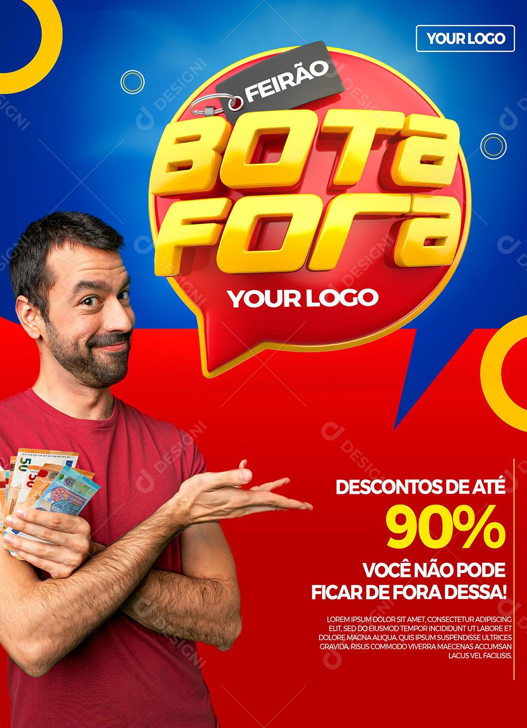 Feirão Bota fora descontos de até 90% Construção Social Media PSD Editável