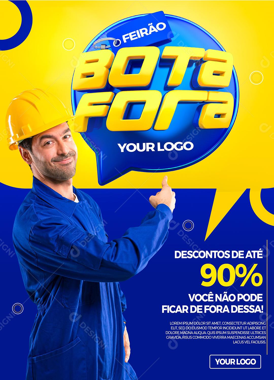 Social Media Feirão Bota fora descontos de até 90% Construção PSD Editável