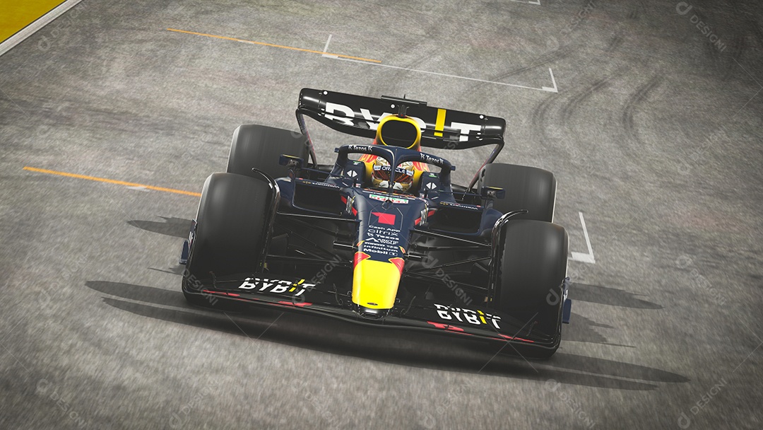 Ilustração 3D do Red Bull F1 Car São Paulo, Brasil.