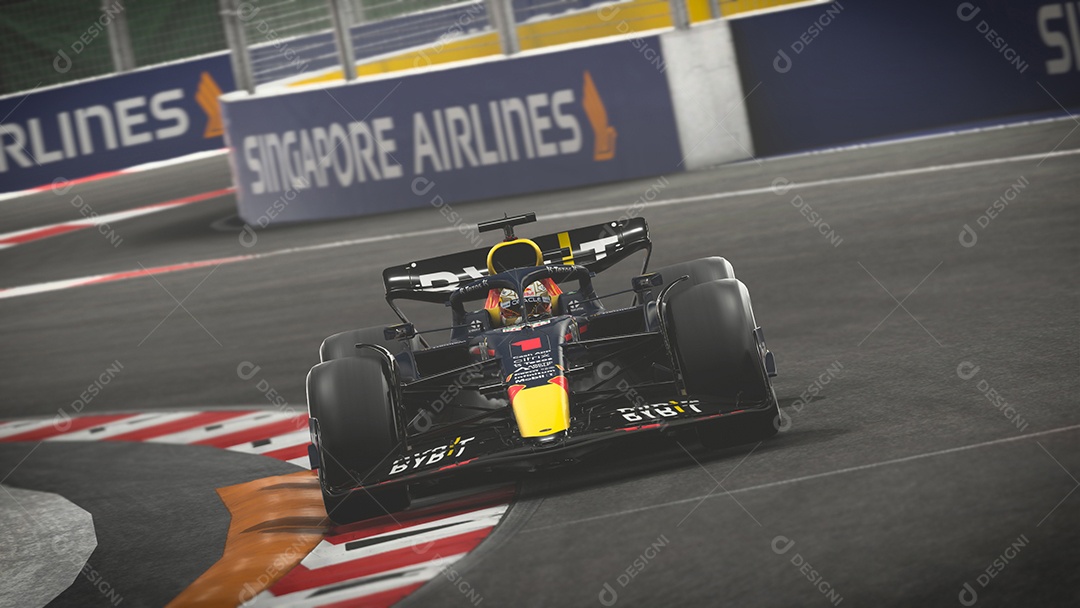 Ilustração 3D do Red Bull F1 Car São Paulo, Brasil.