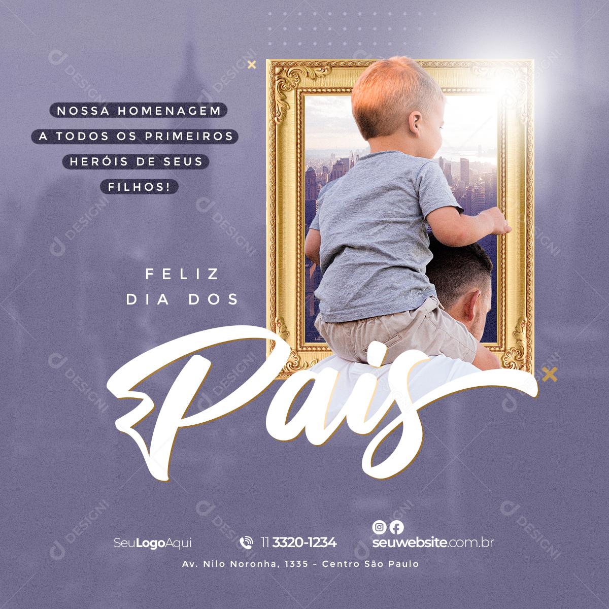 Social Media Feliz Dia dos Pais 14 de Agosto PSD Editável