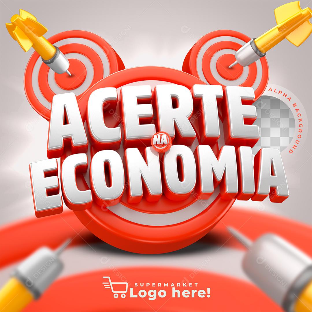 Acerte na Economia Selo 3D Vermelho e branco para composição PSD