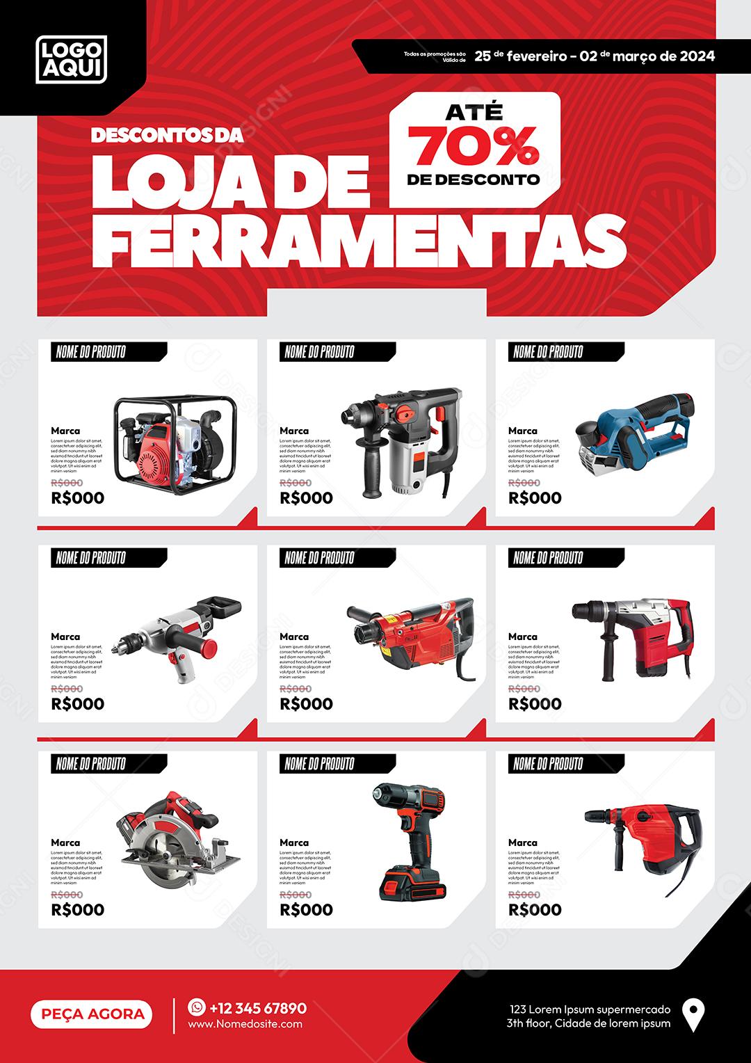 Encarte Folheto Matérias de Construção Loja de Ferramentas Elétricas Vetor EPS Editável