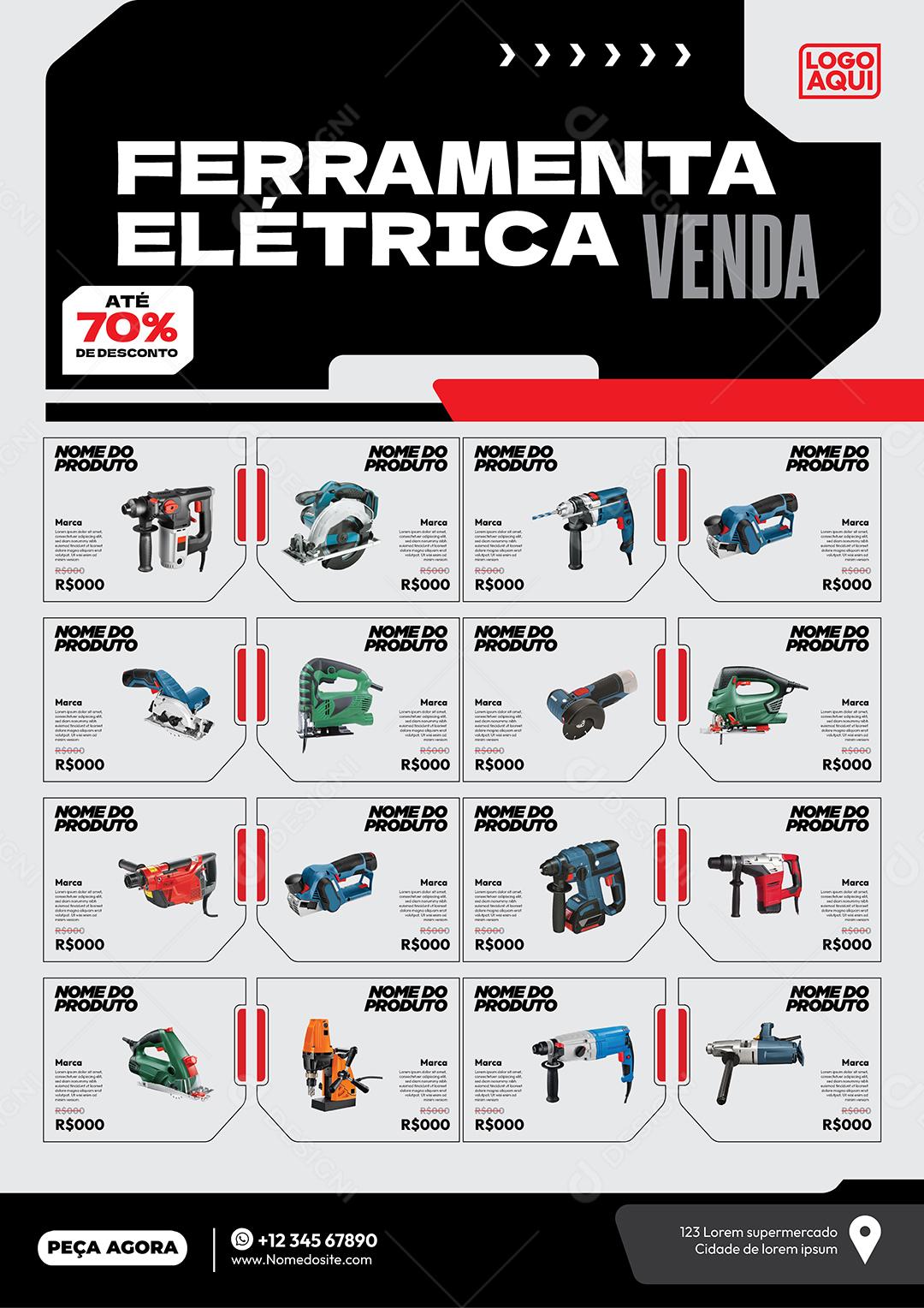 Encarte Folheto Matérias de Construção Venda de Ferramentas Elétricas Vetor EPS Editável