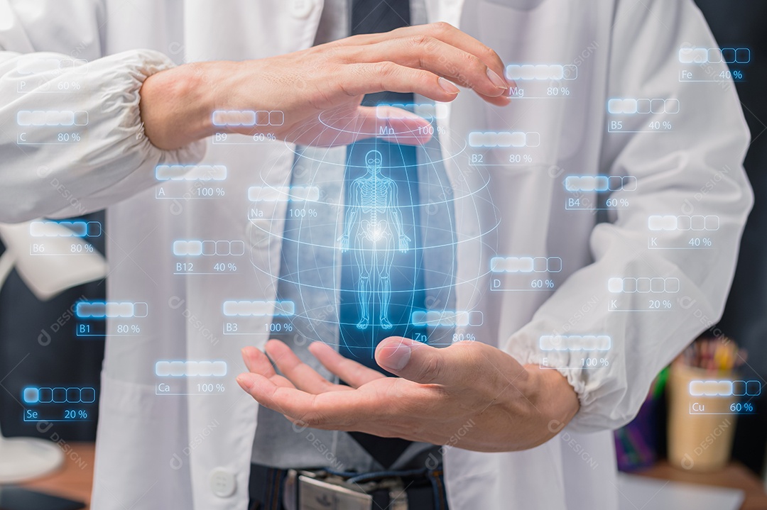 Tela do médico de luz escaneando o corpo humano