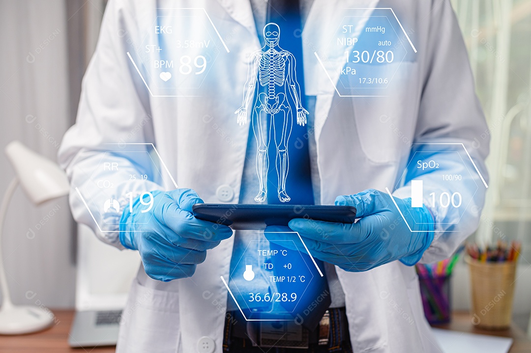 Tela do médico de luz escaneando o corpo humano