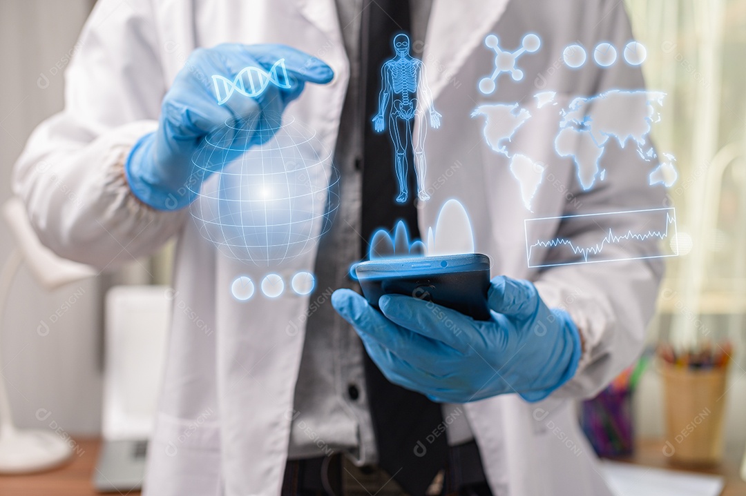 Tela do médico de luz escaneando o corpo humano