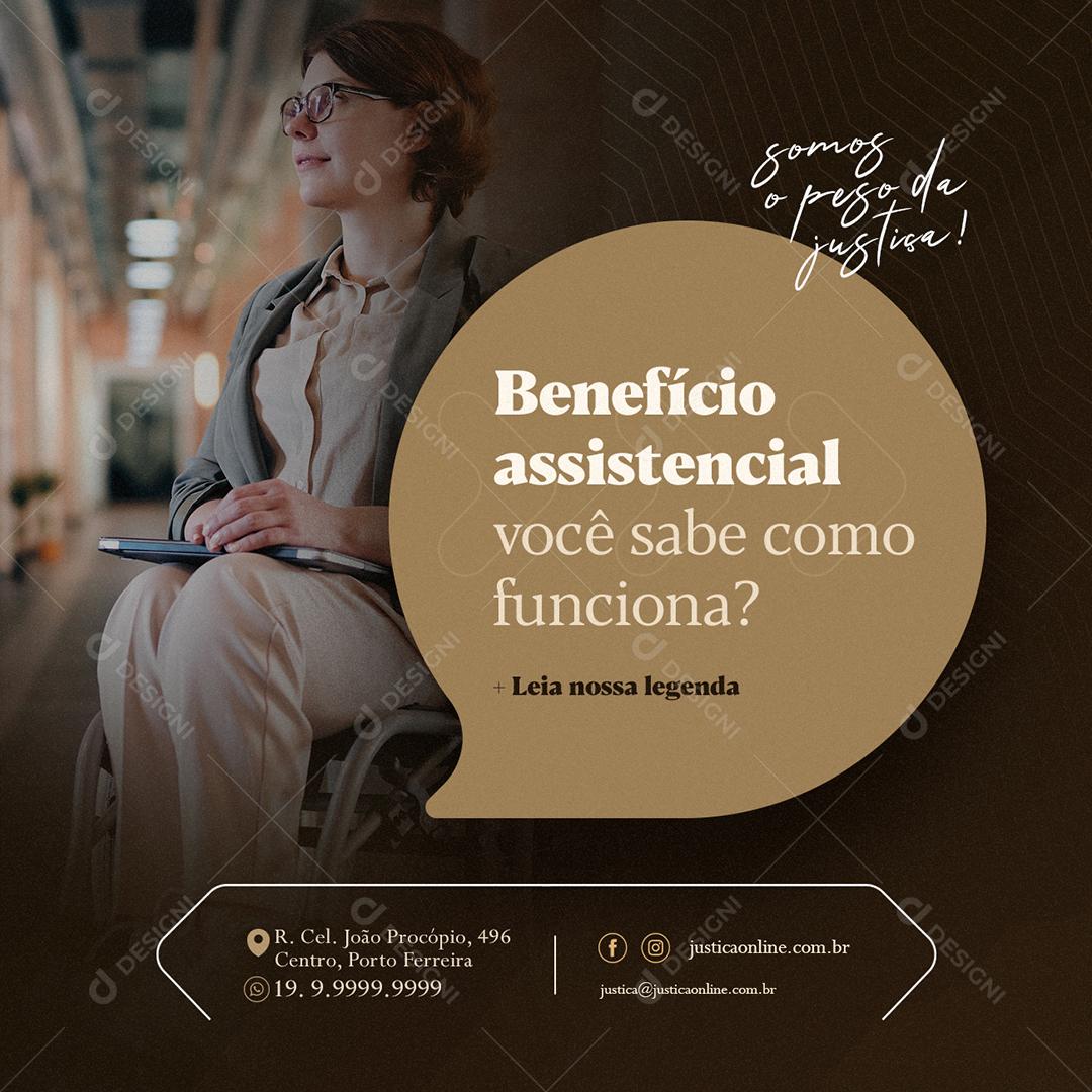 Benefício assistencial você sabe como funciona Advocacia Social Media PSD Editável