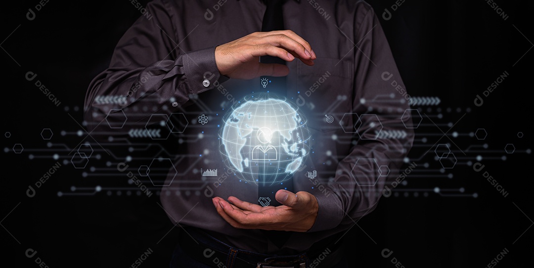 Tecnologia de aplicativo de conexão de internet global de negócios e marketing digital