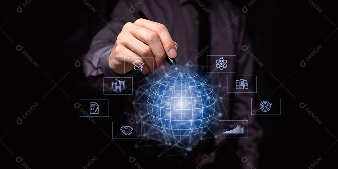 Tecnologia de aplicativo de conexão de internet global de negócios e marketing digital, financeiro e bancário