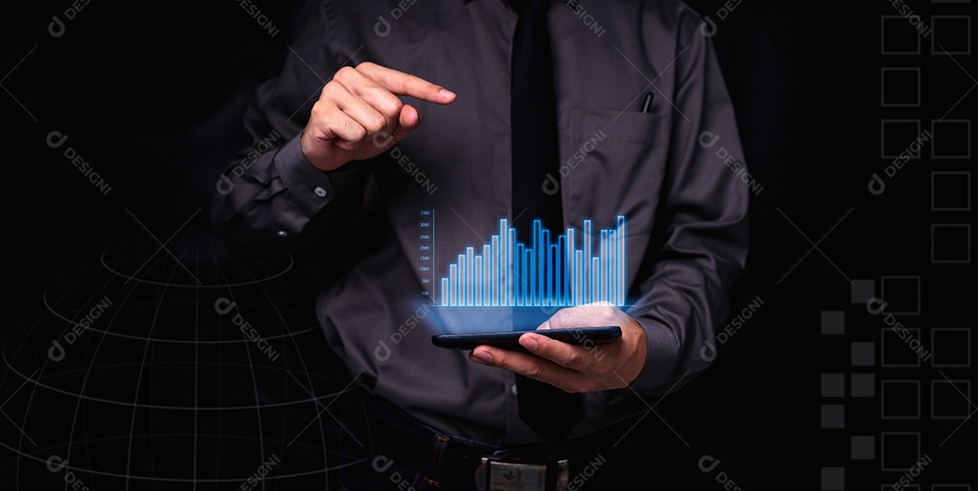 Empresário trabalha, investe, faz lucro, ganha dinheiro em todo o mundo.