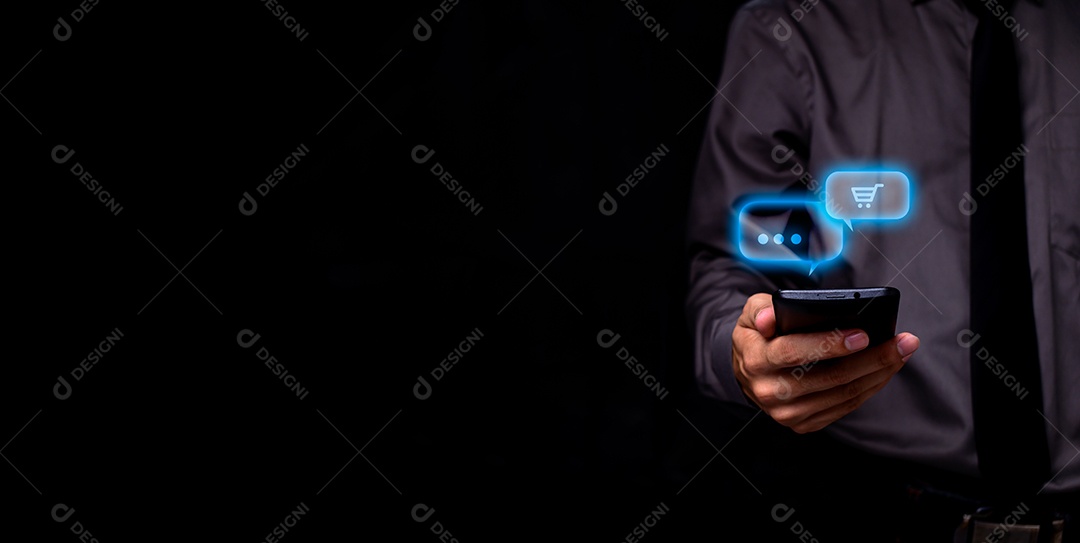 Homem de negócios com símbolos