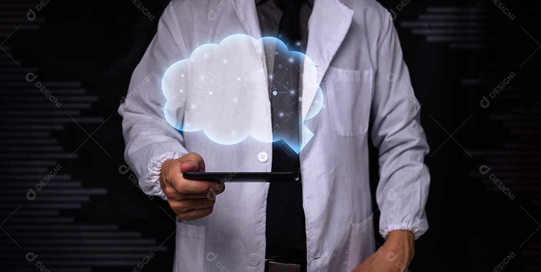 Médico mostrando o símbolo do cérebro