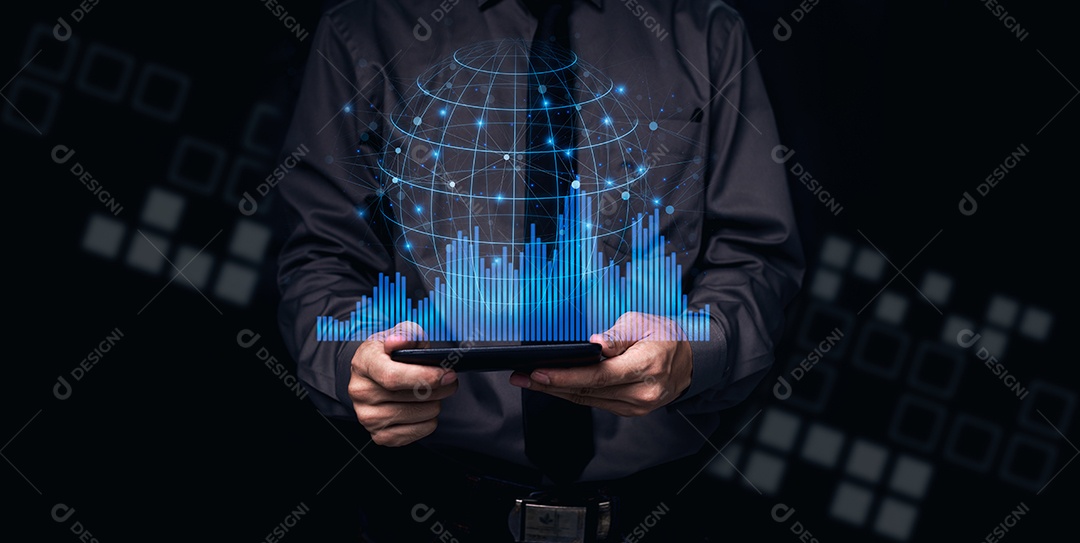 Empresário trabalha, investe, faz lucro, ganha dinheiro em todo o mundo.
