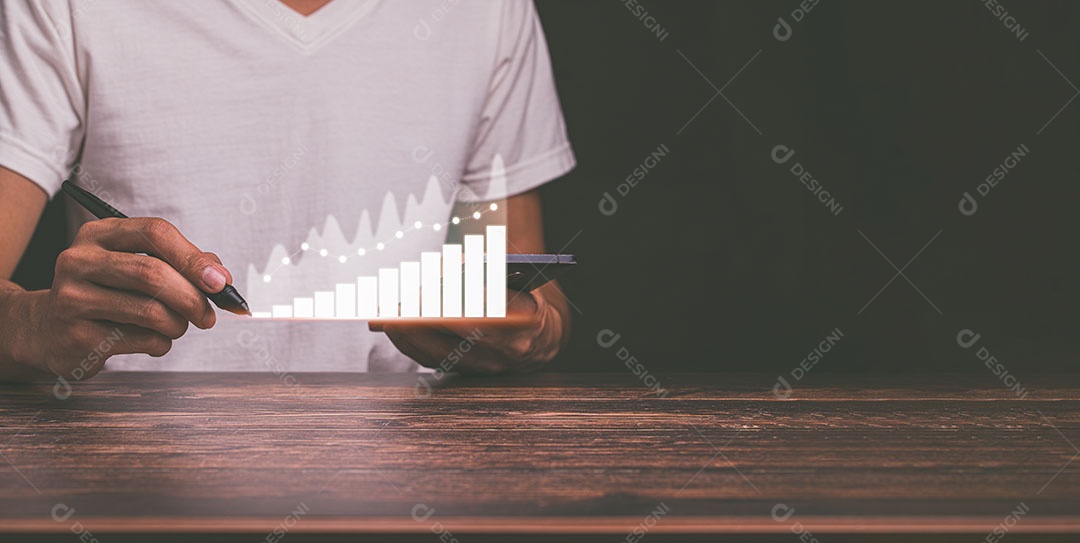 Planejamento e estratégia crescimento de negócios holograma virtual estoque