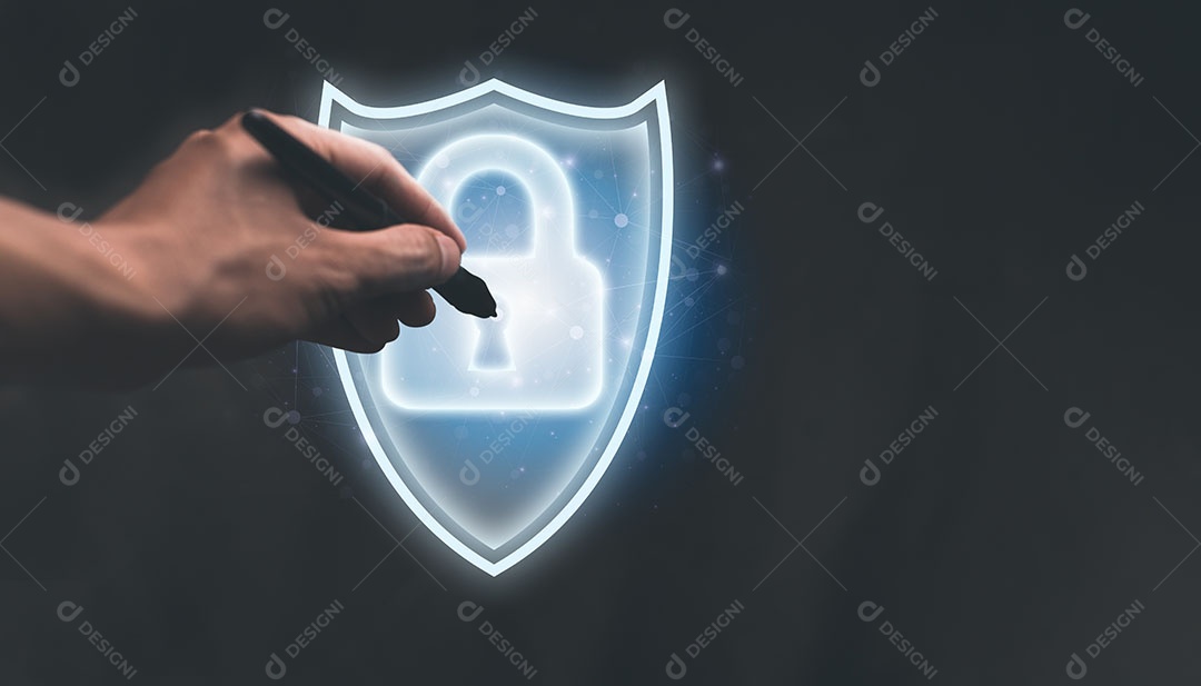 ilustração de sistema on-line de proteção de escudo de cadeado de símbolo