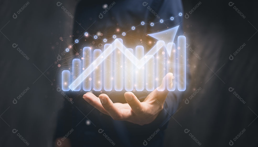 Mostre o gráfico de investimento ilustração de crescimento de negócios de ações