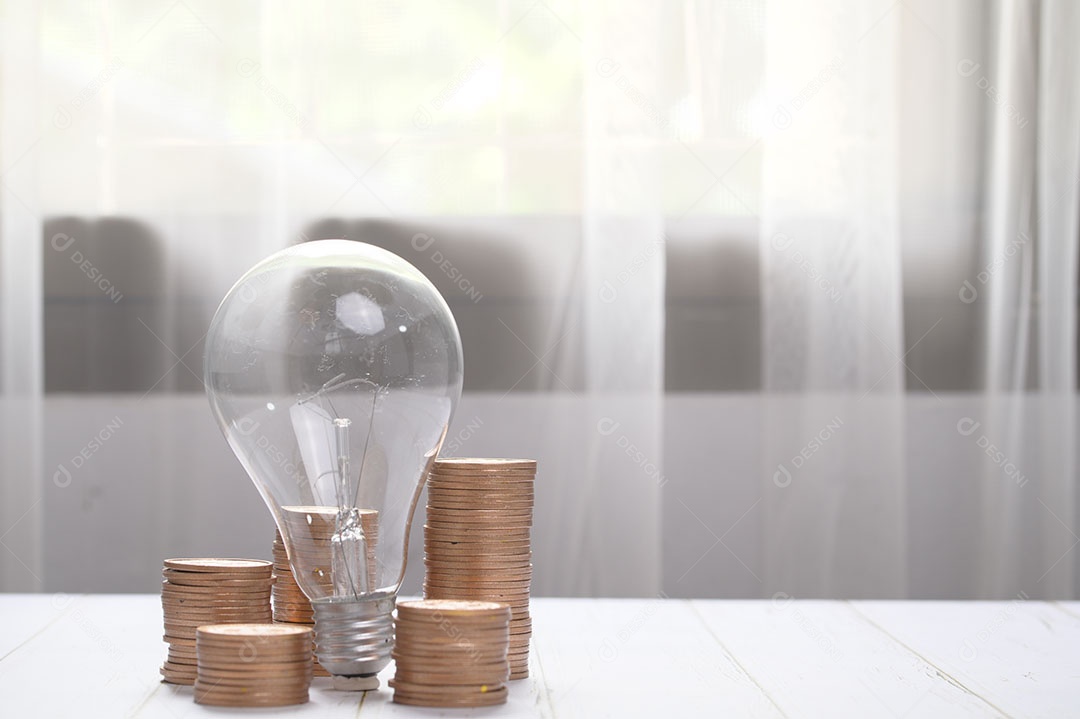 Moedas empilhadas ideais de investimento ações crescimento financeiro ideais de lâmpadas