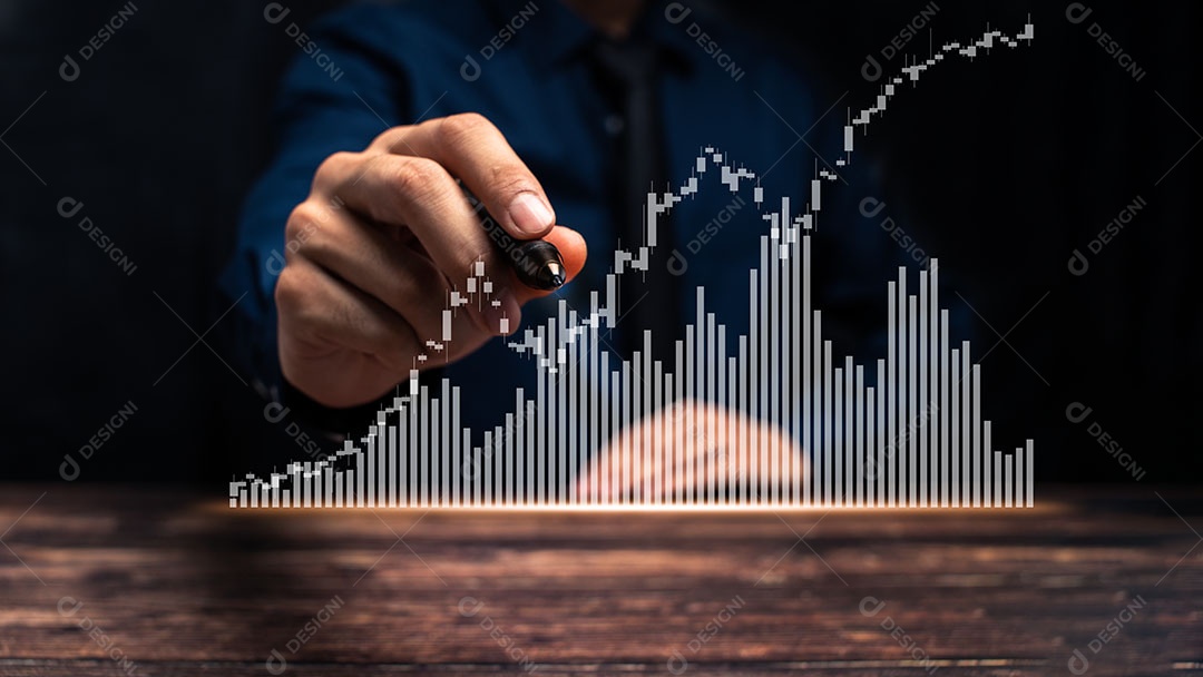 Conceito de crescimento, progresso ou sucesso do negócio. Empresário ou comerciante