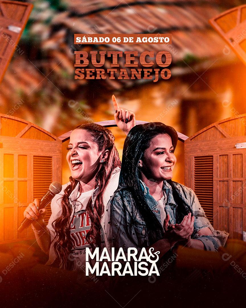 Flyer Show Maira e Maraisa Buteco Sertanejo Social Media PSD Editável