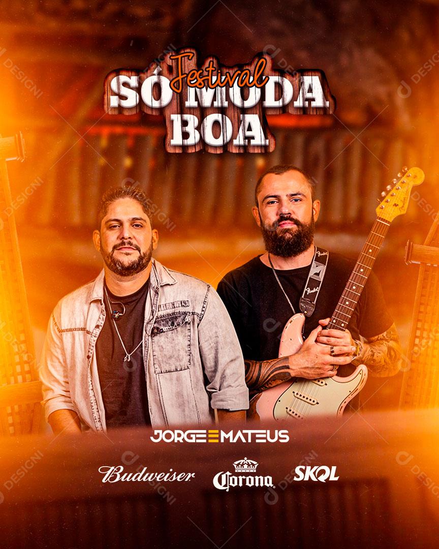 Flyer Show Jorge e Mateus Só Modão Social Media PSD Editável