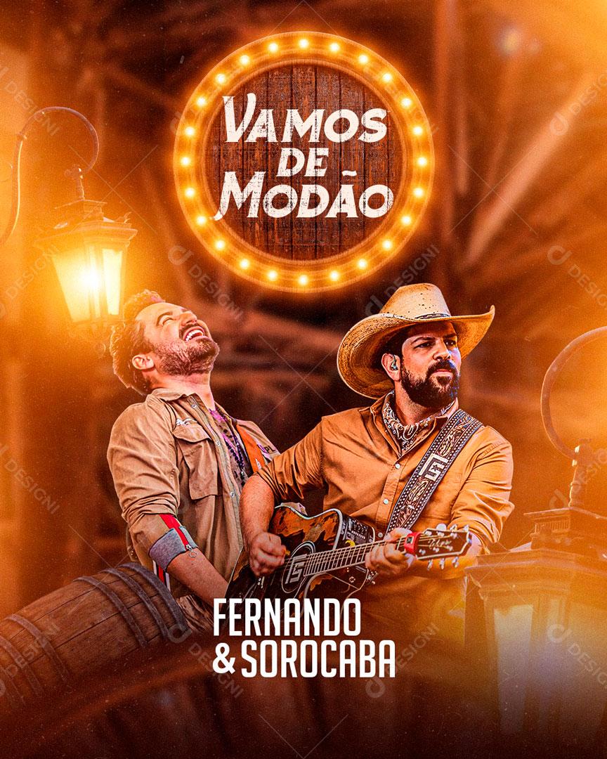 Flyer Vamos de Modão Fernando e Sorocaba Social Media PSD Editável